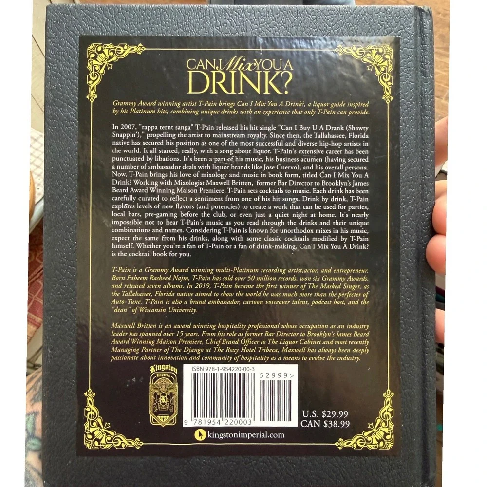 T-Pain Can I Mix You a‎ Drink? 50 Cocktails Hardcover Book Maxwell Britten
